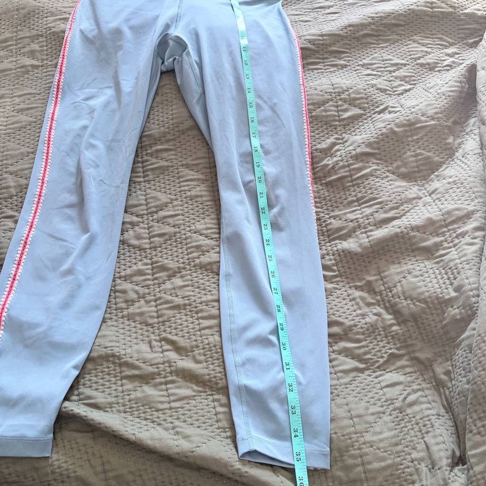 Nike Yoga Dri-FIT Crochet Trim High-Waisted 7/8 Leggings Blue/Pink M - Picture 9 of 11